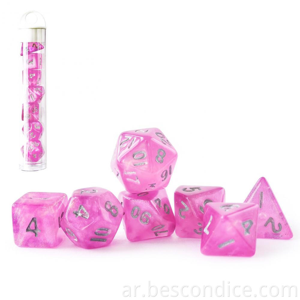 Pink Moonstone Polyhedral Rpg Mini Dice 3